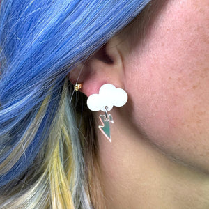 Baby Rain Cloud Earrings - White/Iridescent