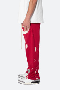 3 Patch Contrast Sweatpants - Red/Grey