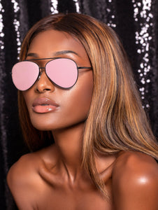 Megan - Rosegold Metal Aviator Sunglasses