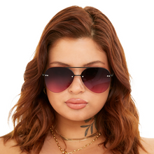 Load image into Gallery viewer, Smaller Megan 2 - Ruby Metal Aviator Sunglasses