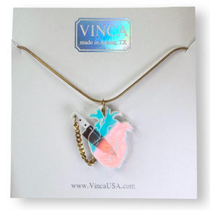 Chopped Heart Necklace - Gold/Iridescent/White