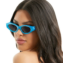 Load image into Gallery viewer, Kat x Money Moves - Blue Cateye Sunglasses