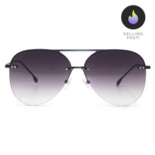 Load image into Gallery viewer, Smaller Megan 2 - Faded Black Metal Aviator Sunglasses